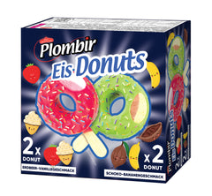 4 PLOMBIR ICE DONUTS FRAISE VANILLE ET CHOCOLAT BANANE 280GX7