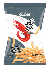 CALBEE PRAWN CRACKERS BLACK PEPPER 90G X20