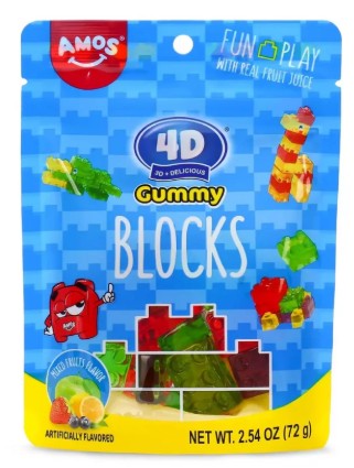 AMOS 4D GUMMY BLOCKS MIXED FRUITS 72GX24