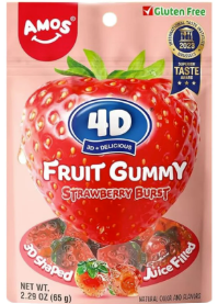 AMOS 4D FRUIT GUMMY STRAWBERRY 65GX24