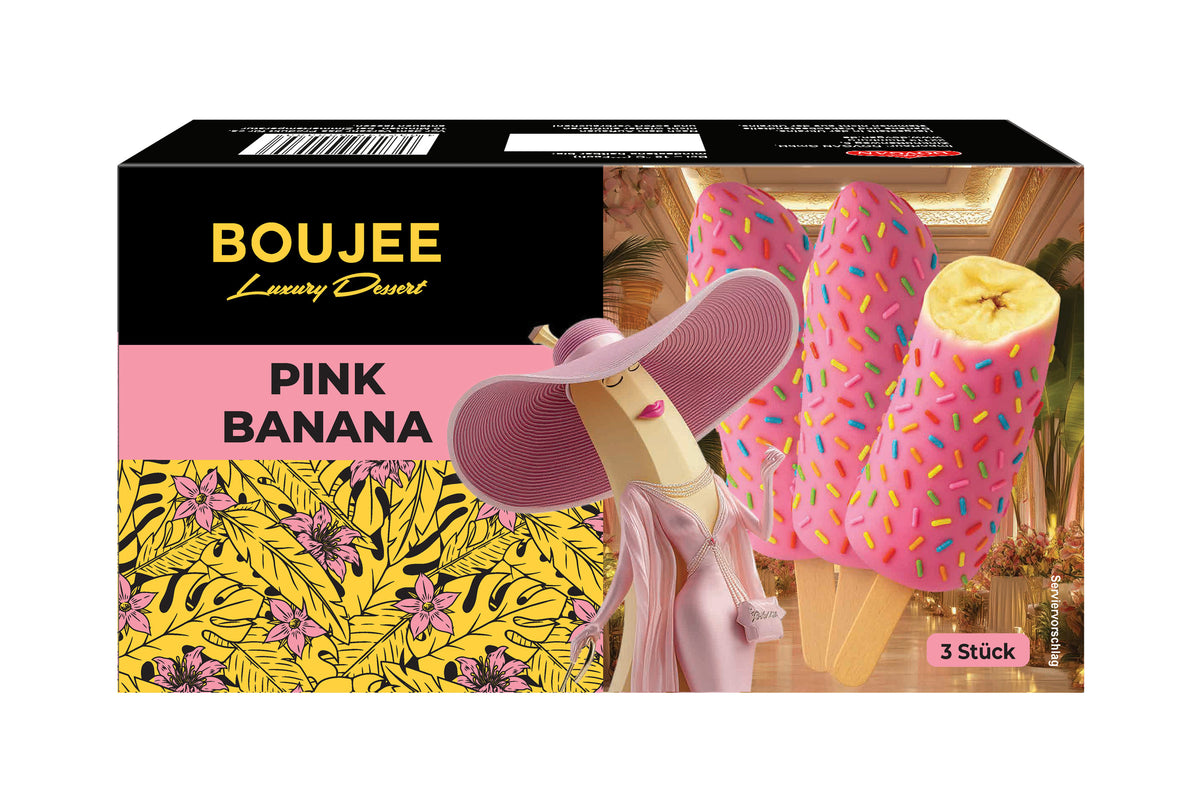 3PCS BOUJEE BANANE ENROBE GLACAGE SUCRE ROSE 195GX12