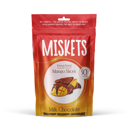MISKETS MILK CHOCOLATE COATED FREEZE DRIED MANGO 80GX12