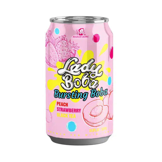 LADY BOBA PEACH & STRAWBERRY BUBBLE TEA 320ML X24