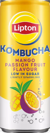LIPTON KOMBUCHA MANGO & PASSION FRUIT CAN 250MLX12