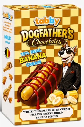 TABBY HOT DOG CHOCOLAT LAIT ET BLANC ET CREME BANANE 40GX12